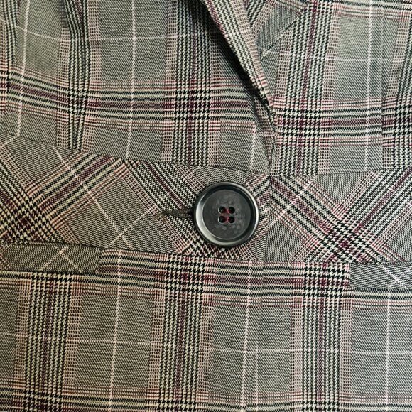 Nicole Benisti Point Zero Plaid One button Hip Length Blazer Peplum Back - Picture 6 of 13